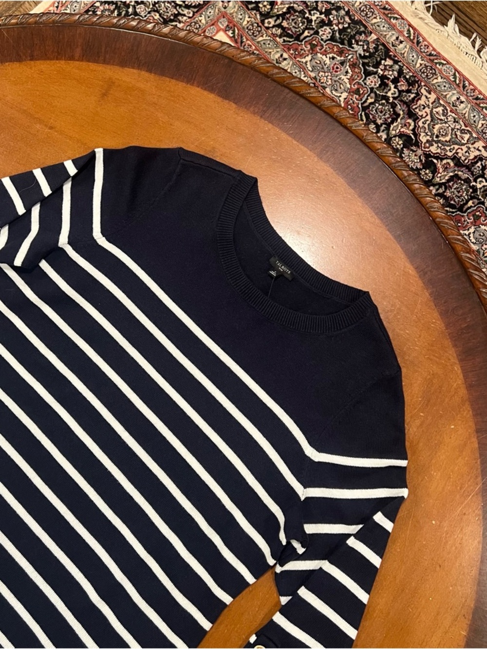 NWT $149 Talbots Plus Crewneck Sweater Dress Navy Breton‎ Stripe Size X Shift - Picture 4 of 16